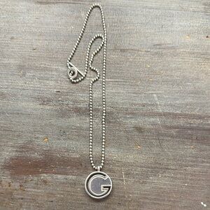 Gucci Silver Beaded Necklace with G Charm